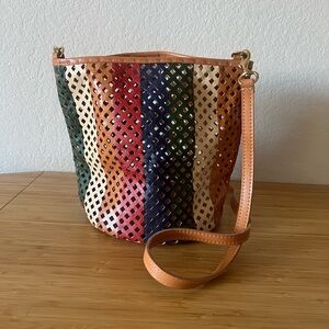 Clare V. Perforated Cross Body Bucket Bag